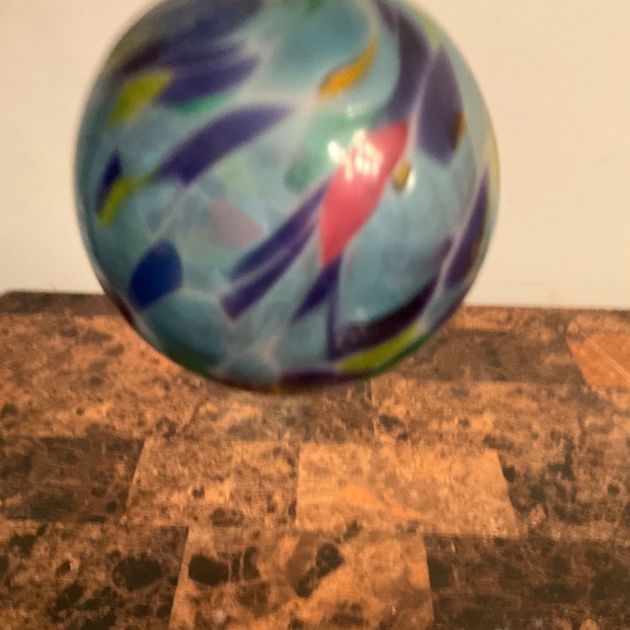 Vintage Hand Blown Blue Purple Green Red Glass Ball - Picture 3 of 3